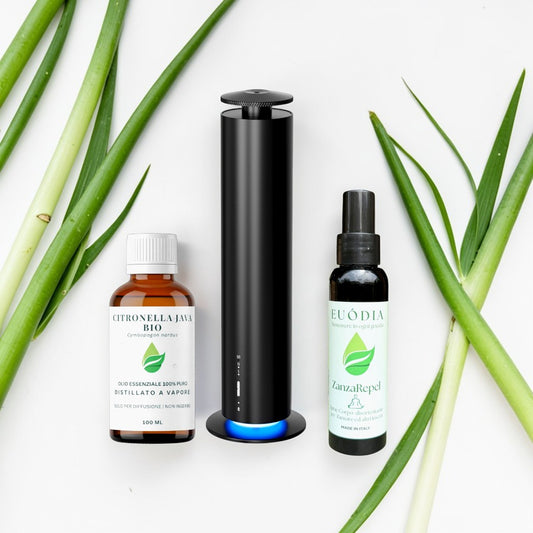 Kit antizanzare naturale per spazi esterni programmabile Euodia