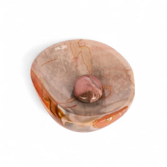 Ciotola multifunzione di diaspro oceanico con pietra burattata