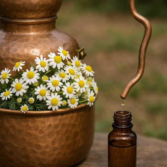 distillazione dei fiori di camomilla romana
