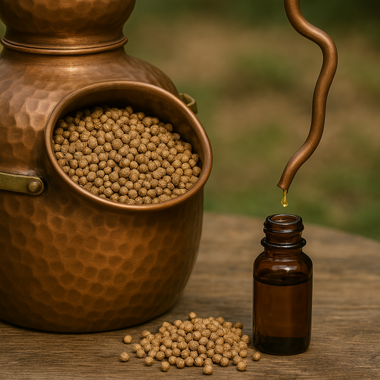 distillazione dei frutti del coriandolo