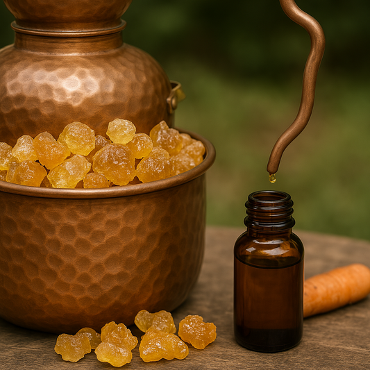 distillazione della resina di copaiba