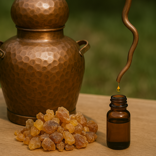 distillazione della resina di mirra