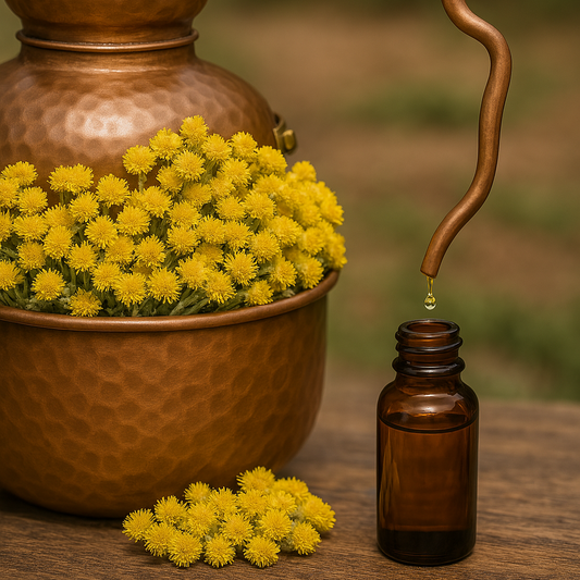 distillazione delle sommità in fiore dell'elicriso