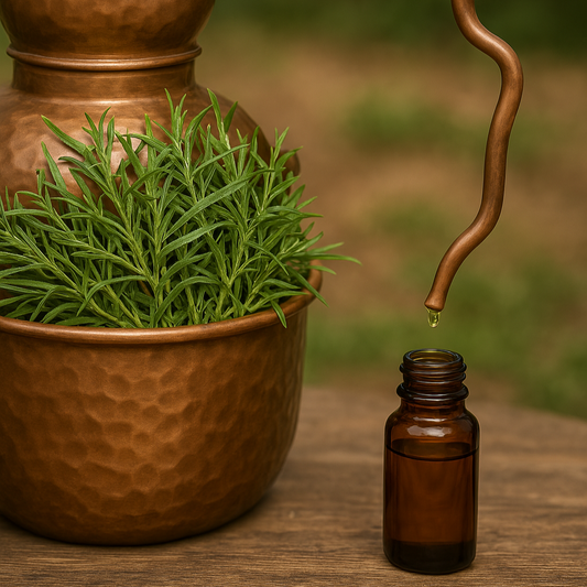 distillazione di foglie e rametti del dragoncello