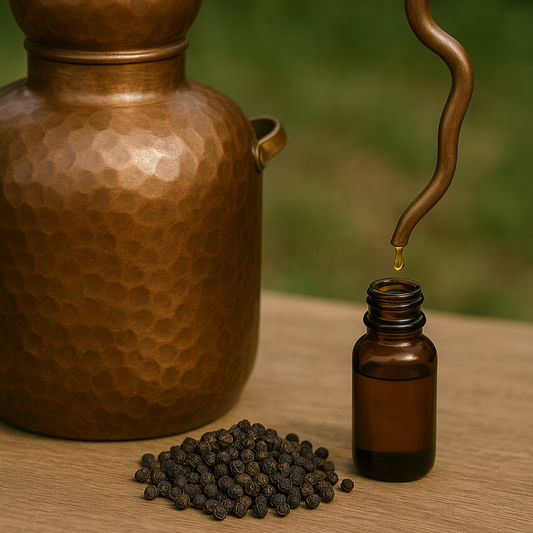 distillazione di frutti di pepe nero