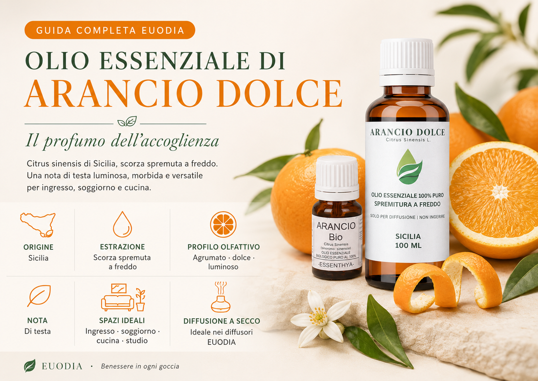 Olio essenziale di arancio dolce EUODIA e arance di Sicilia per il design olfattivo della casa