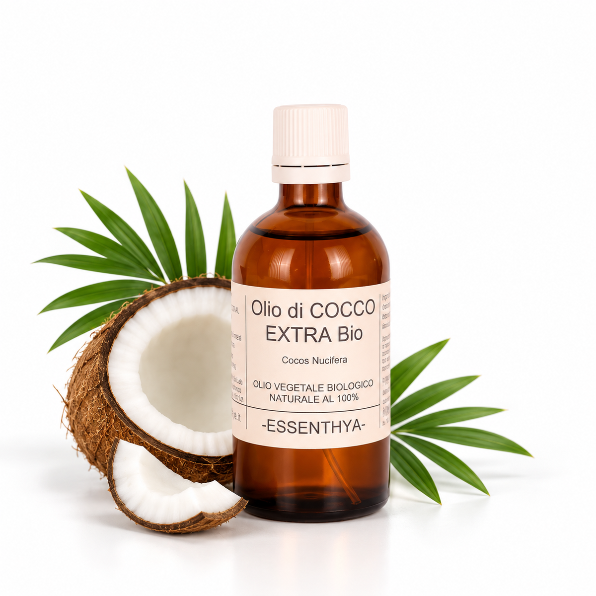 Olio vegetale di cocco extra bio EUODIA, 100ml, idratante per pelle e capelli