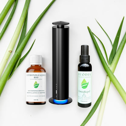 Kit antizanzare naturale per spazi esterni programmabile Euodia