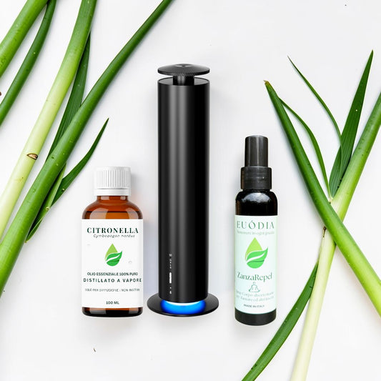 Kit antizanzare naturale per spazi esterni programmabile Euodia