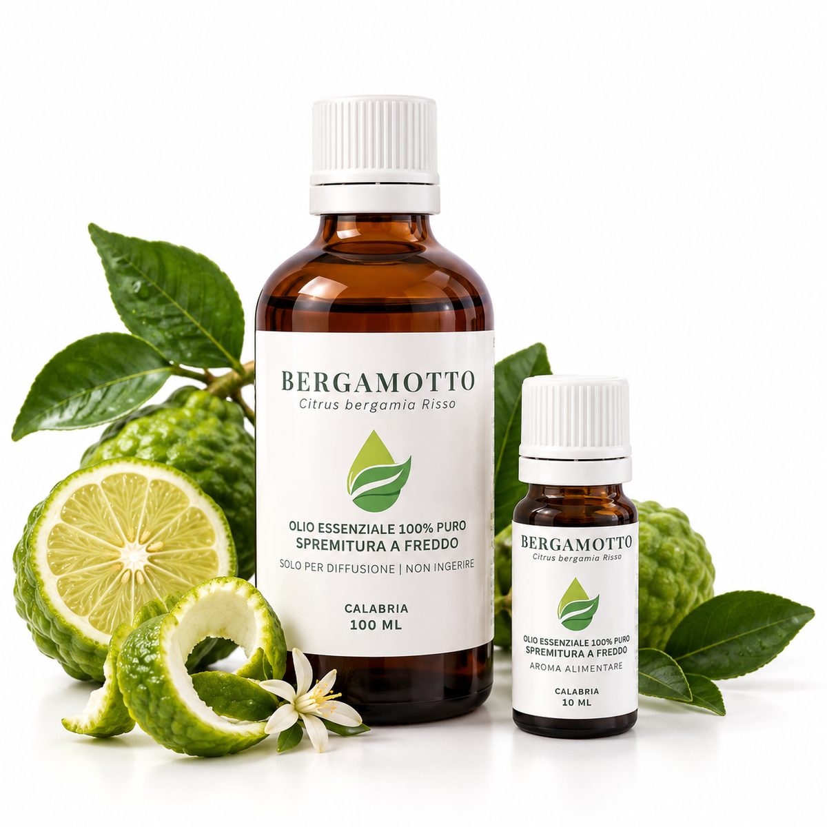 Olio Essenziale di Bergamotto Euodia da 10 e 100 ml con bergamotto frutto e buccia