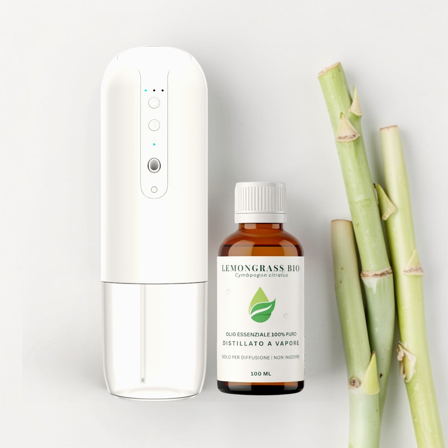 Kit stop odori con Lemongrass e diffusore bianco
