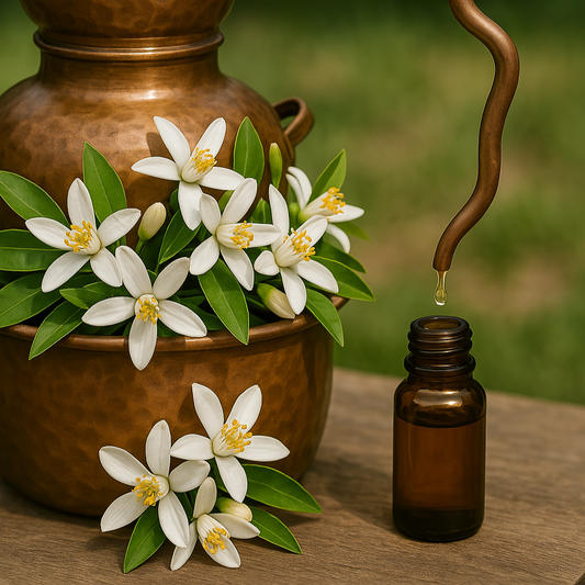 distillazione dei fiori di arancio