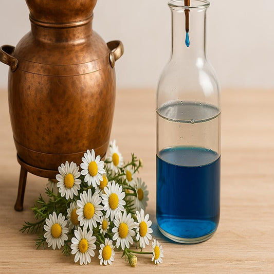 distillazione dei fiori di camomilla matricaria