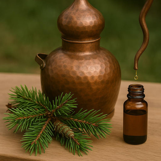 distillazione dei rametti di pino cembro