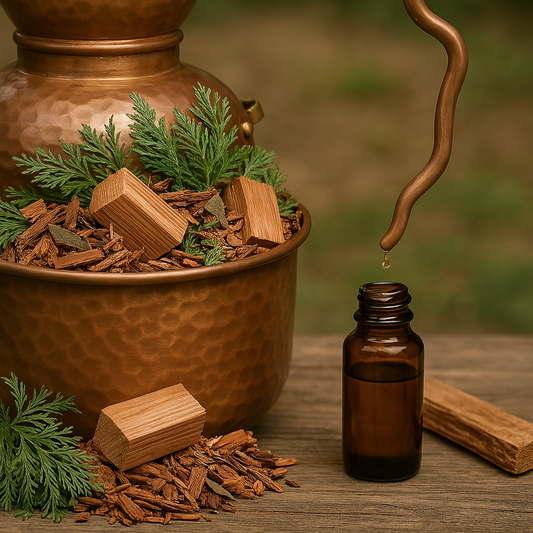 distillazione del legno di cedro