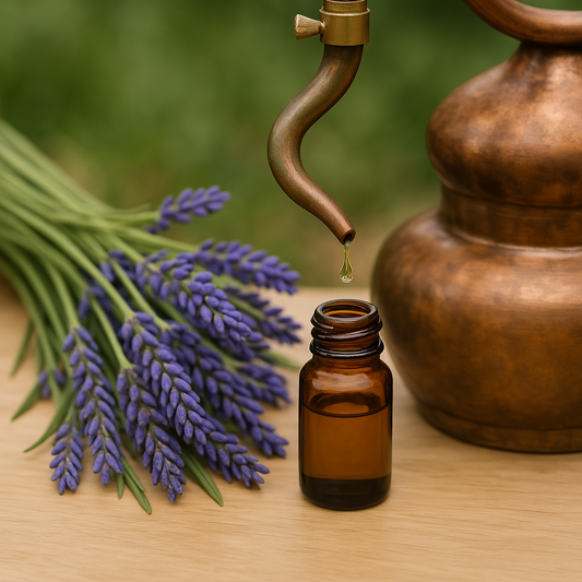 distillazione delle spighe e degli steli della lavanda vera