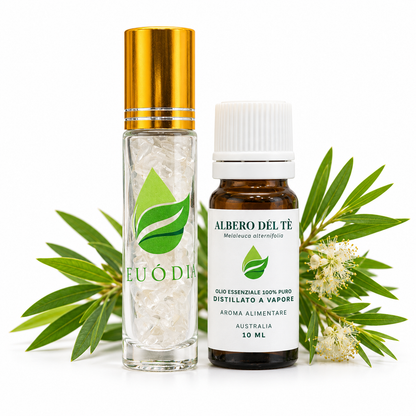 Olio essenziale Albero del Tè 10 ml EUODIA con roll-on di cristalli