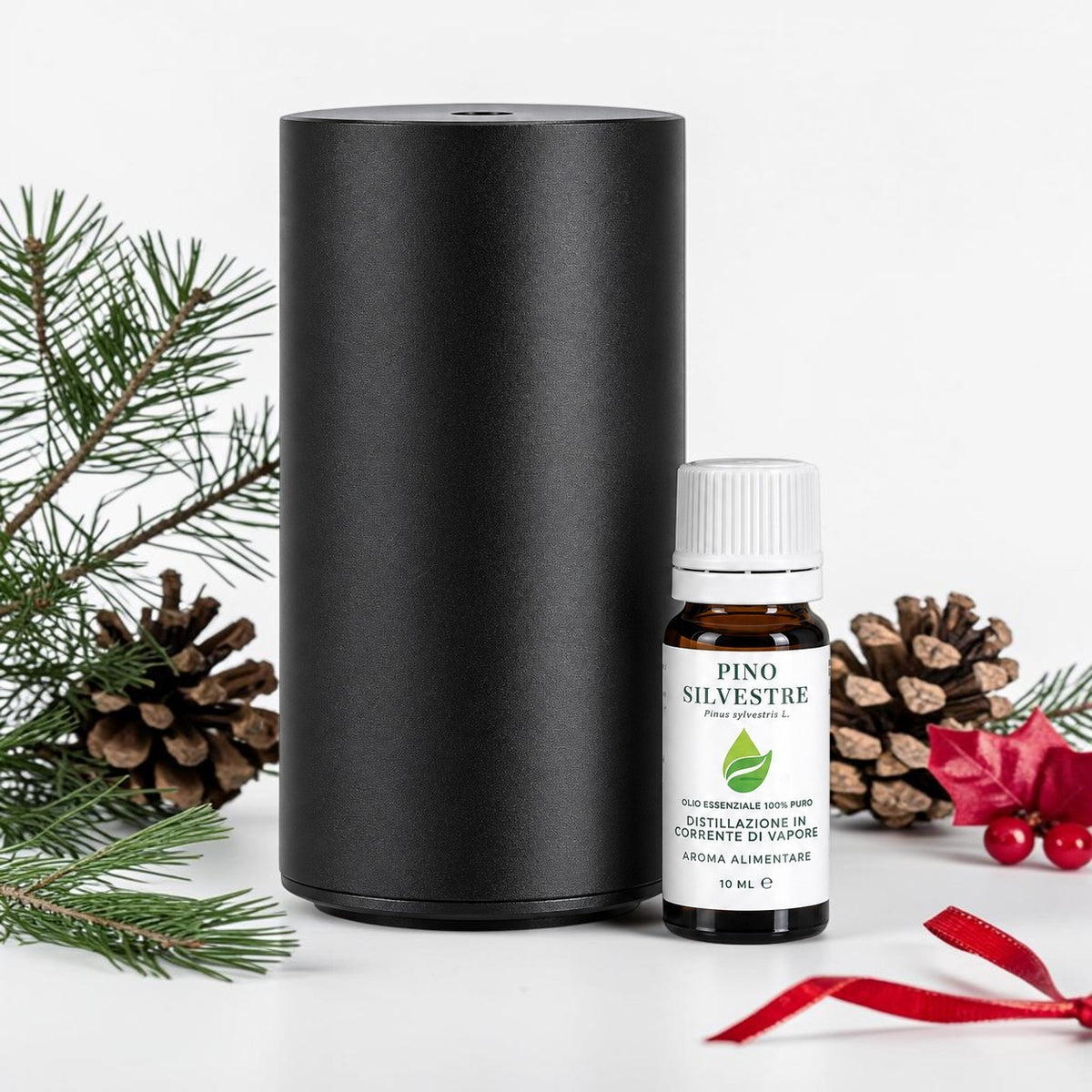 Kit Natale con diffusore a secco ZENITH 2 in alluminio e olio essenziale di Pino Silvestre 10 ml